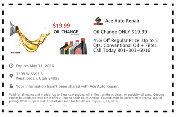 Discount coupons for oil changes in ogden utah
