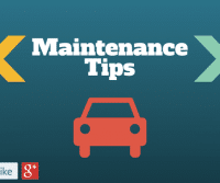 A car displaying maintenance tips, useful for auto repair and mechanic professionals.