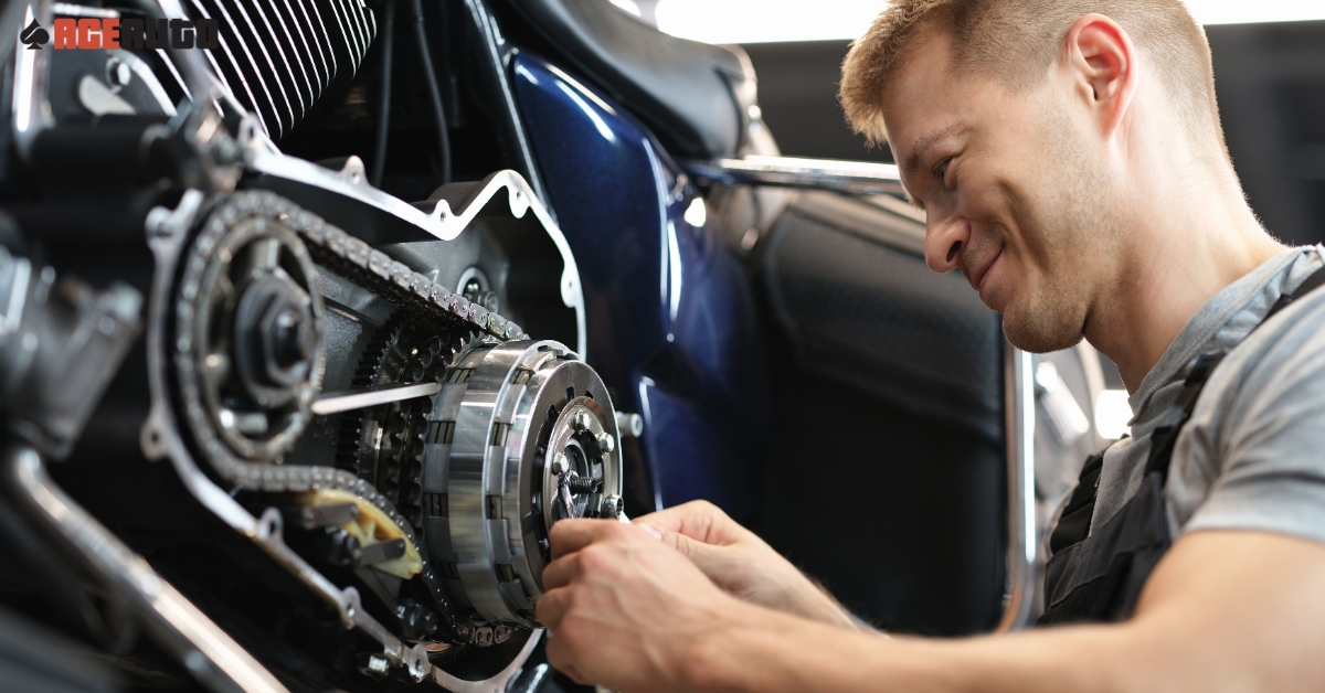 Certified mechanic performing auto transmission repair at Ace Auto Repair Shop