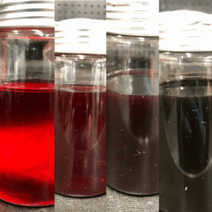 Transmission fluid color comparison showing new vs old fluid.
